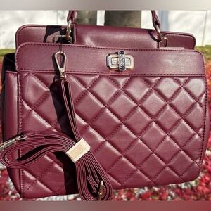 Badgley Mischka Elegant Quilted Plum Handbag. Elegance…Timeless.